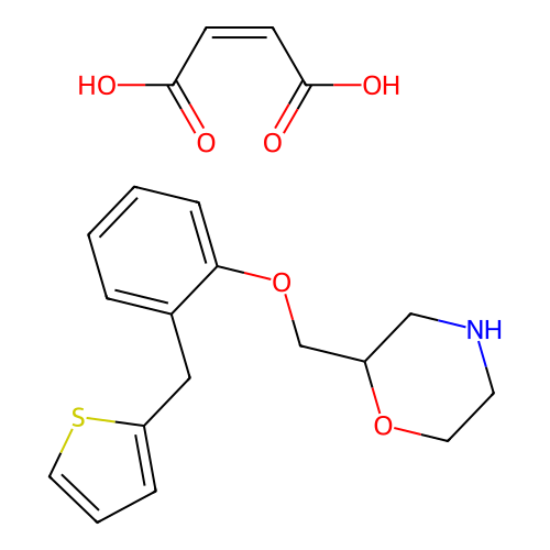 Morpholine, 2-((2-(2-thienylmethyl)phenoxy)methyl)-, (2Z)-2-butenedioate (1:1) structure
