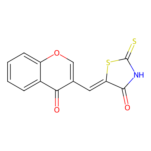 5-[(Z)-(4-oxo-4H-chromen-3-yl)methylidene]-2-thioxo-1,3-thiazolan-4-one structure