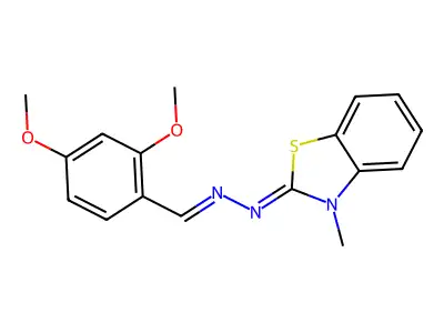 N-[(2,4-dimethoxyphenyl)methylideneamino]-3-methyl-1,3-benzothiazol-2-imine structure