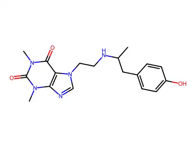 7-(2-((3-(p-Hydroxyphenyl)-2-propyl)amino)ethyl)theophylline structure