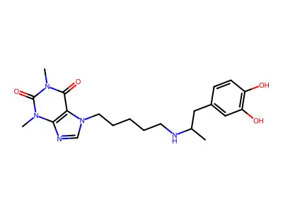 Theophylline, 7-(5-((3-(3,4-dihydroxyphenyl)-2-propyl)amino)pentyl)- structure