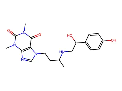 7-(3-((2-Hydroxy-2-(p-hydroxyphenyl)ethyl)amino)butyl)theophylline structure