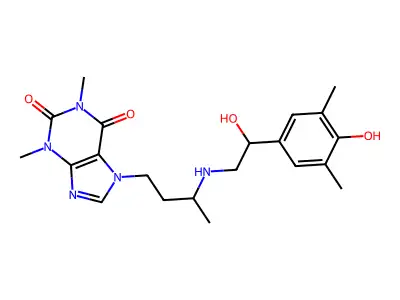 7-(3-((2-Hydroxy-2-(4-hydroxy-3,5-xylyl)ethyl)amino)butyl)theophylline structure
