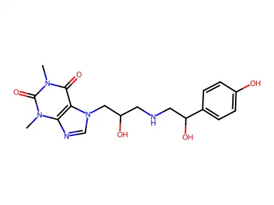 Theophylline, 7-(2-hydroxy-3-((2-hydroxy-2-(p-hydroxyphenyl)ethyl)amino)propyl)- structure
