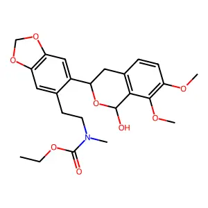 ethyl N-[2-[6-(1-hydroxy-7,8-dimethoxy-3,4-dihydro-1H-isochromen-3-yl)-1,3-benzodioxol-5-yl]ethyl]-N-methylcarbamate structure