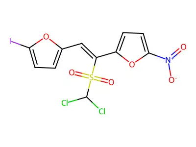 Furan, 2-[1-[(dichloromethyl)sulfonyl]-2-(5-iodo-2-furanyl)ethenyl]-5-nitro- structure