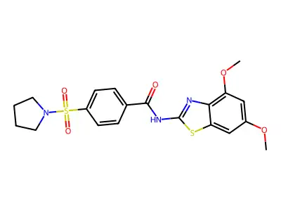 N-(4,6-Dimethoxy-1,3-benzothiazol-2-yl)-4-(pyrrolidine-1-sulfonyl)benzamide structure