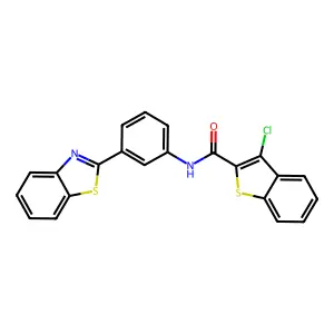 N-[3-(1,3-benzothiazol-2-yl)phenyl]-3-chloro-1-benzothiophene-2-carboxamide structure