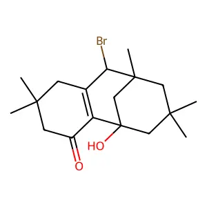 5,9-Methanobenzocycloocten-4(1H)-one, 10-bromo-2,3,5,6,7,8,9,10-octahydro-5-hydroxy-2,2,7,7,9-pentamethyl- structure