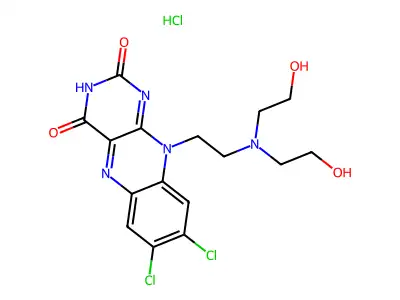 7,8-Dichloro-10-{2-[bis(2-hydroxyethyl)amino]ethyl}isoalloxazine structure