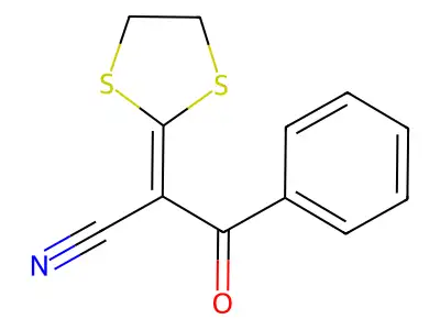 alpha-1,3-Dithiolan-2-ylidene-beta-oxobenzenepropanenitrile structure