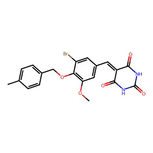 5-[[3-bromo-5-methoxy-4-[(4-methylphenyl)methoxy]phenyl]methylidene]-1,3-diazinane-2,4,6-trione structure