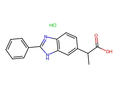 2-(2-Phenyl-1H-benzimidazol-6-yl)propanoic acid--hydrogen chloride (1/1) structure