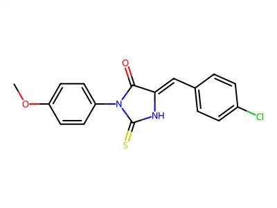 5-[(4-chlorophenyl)methylene]-3-(4-methoxyphenyl)-2-thioxotetrahydro-4H-imidazol-4-one structure