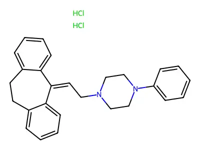Piperazine, 1-(2-(10,11-dihydro-5H-dibenzo(a,d)cyclohepten-5-ylene)ethyl)-4-phenyl-, dihydrochloride structure