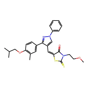 (5Z)-5-{[3-(4-isobutoxy-3-methylphenyl)-1-phenyl-1H-pyrazol-4-yl]methylene}-3-(2-methoxyethyl)-2-thioxo-1,3-thiazolidin-4-one structure