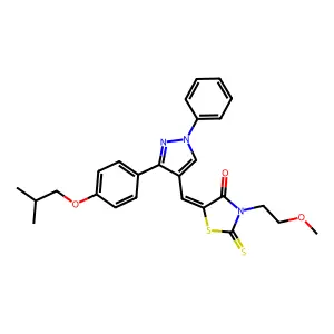 (5Z)-5-{[3-(4-isobutoxyphenyl)-1-phenyl-1H-pyrazol-4-yl]methylene}-3-(2-methoxyethyl)-2-thioxo-1,3-thiazolidin-4-one structure