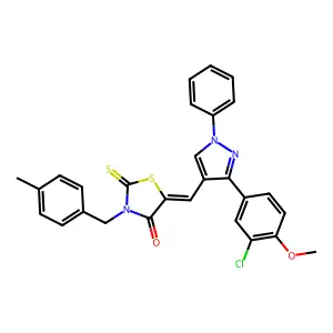 (5Z)-5-{[3-(3-CHLORO-4-METHOXYPHENYL)-1-PHENYL-1H-PYRAZOL-4-YL]METHYLENE}-3-(4-METHYLBENZYL)-2-THIOXO-1,3-THIAZOLIDIN-4-ONE structure
