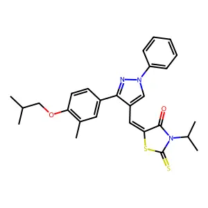 (5Z)-5-{[3-(4-ISOBUTOXY-3-METHYLPHENYL)-1-PHENYL-1H-PYRAZOL-4-YL]METHYLENE}-3-ISOPROPYL-2-THIOXO-1,3-THIAZOLIDIN-4-ONE structure