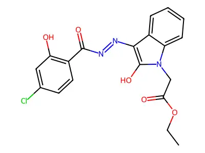 ET (3-((4-CL-2-Hydroxybenzoyl)hydrazono)-2-oxo-2,3-dihydro-1H-indol-1-YL)acetate structure