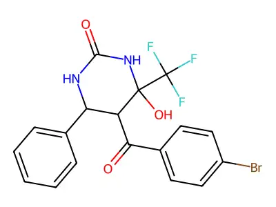 5-(4-Bromobenzoyl)-4-hydroxy-6-phenyl-4-(trifluoromethyl)tetrahydropyrimidin-2(1H)-one structure