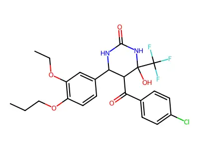 5-(4-Chlorobenzoyl)-6-(3-ethoxy-4-propoxyphenyl)-4-hydroxy-4-(trifluoromethyl)tetrahydropyrimidin-2(1H)-one structure