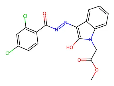 ME(3-((2,4-Dichlorobenzoyl)hydrazono)-2-oxo-2,3-dihydro-1H-indol-1-YL)acetate structure
