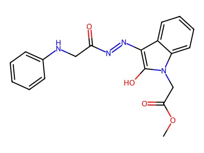 Methyl (3-((anilinoacetyl)hydrazono)-2-oxo-2,3-dihydro-1H-indol-1-YL)acetate structure