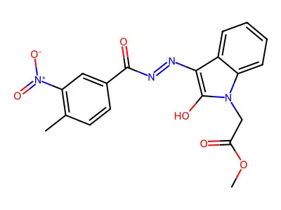 ME(3-((4-ME-3-Nitrobenzoyl)hydrazono)-2-oxo-2,3-dihydro-1H-indol-1-YL)acetate structure