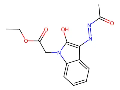 Ethyl (3-(acetylhydrazono)-2-oxo-2,3-dihydro-1H-indol-1-YL)acetate structure