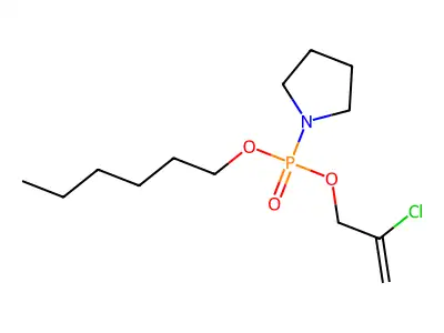 2-Chloroprop-2-en-1-yl hexyl pyrrolidin-1-ylphosphonate structure