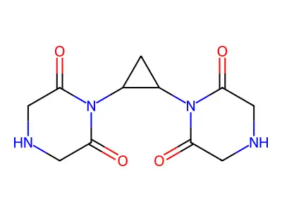 1,1'-(1,2-Cyclopropanediyl)bis(2,6-piperazinedione) structure