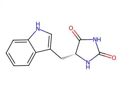 (5R)-5-[(1H-indol-3-yl)methyl]imidazolidine-2,4-dione structure
