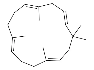 (1E,4e,8e,12e)-2,6,6,9,13-pentamethyl-1,4,8,12-cyclopentadecatetraene structure