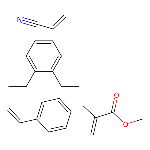 1,2-Bis(ethenyl)benzene;methyl 2-methylprop-2-enoate;prop-2-enenitrile;styrene structure
