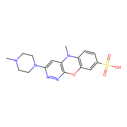 5H-Pyridazino(3,4-b)(1,4)benzoxazine-8-sulfonic acid, 5-methyl-3-(4-methyl-1-piperazinyl)- structure