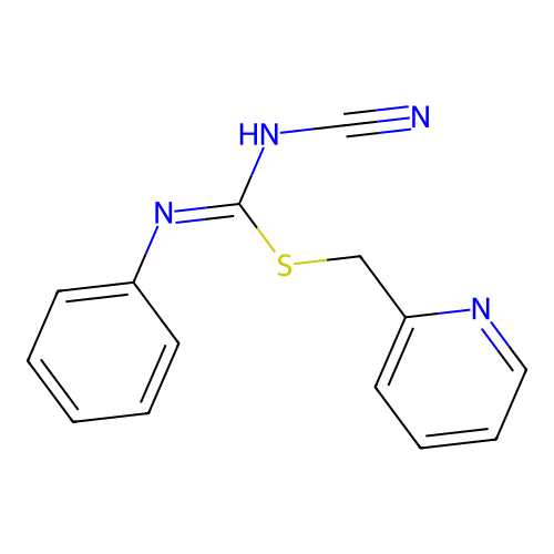 pyridin-2-ylmethyl N-cyano-N'-phenylcarbamimidothioate structure