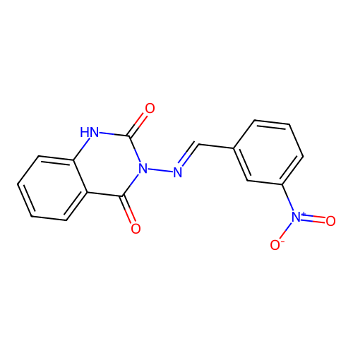 3-{[(E)-(3-nitrophenyl)methylidene]amino}quinazoline-2,4(1H,3H)-dione structure