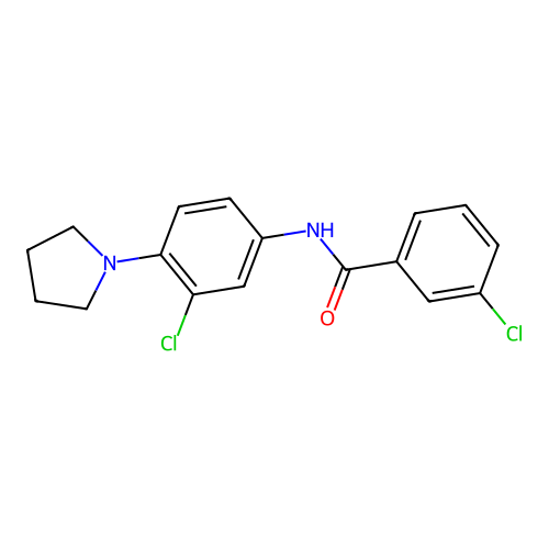 3-chloro-N-[3-chloro-4-(pyrrolidin-1-yl)phenyl]benzamide structure