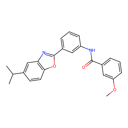 3-methoxy-N-{3-[5-(propan-2-yl)-1,3-benzoxazol-2-yl]phenyl}benzamide structure