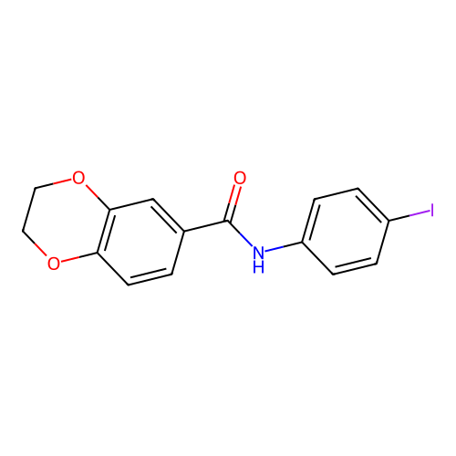 N-(4-iodophenyl)-2,3-dihydro-1,4-benzodioxine-6-carboxamide structure