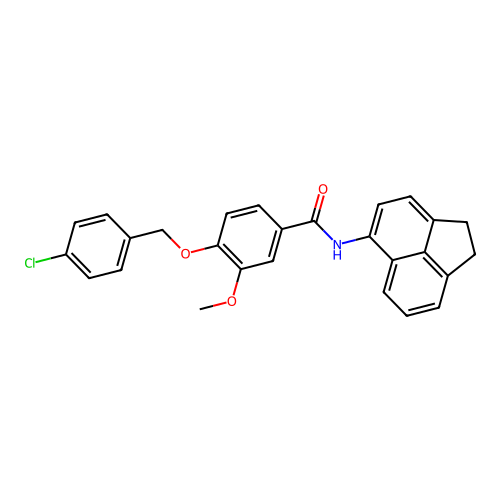 4-((4-chlorobenzyl)oxy)-N-(1,2-dihydroacenaphthylen-5-yl)-3-methoxybenzamide structure