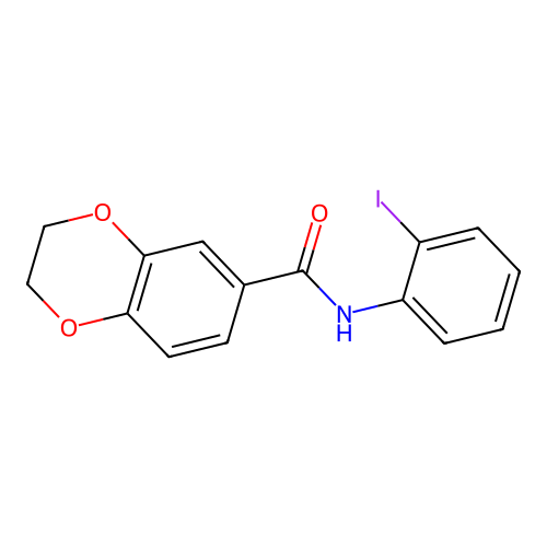 N-(2-iodophenyl)-2,3-dihydro-1,4-benzodioxine-6-carboxamide structure