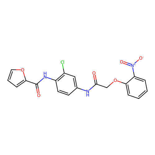 N-(2-chloro-4-{[(2-nitrophenoxy)acetyl]amino}phenyl)furan-2-carboxamide structure