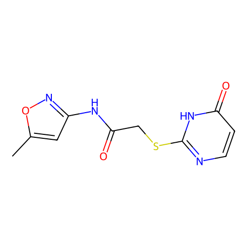 2-(4-Hydroxypyrimidin-2-ylsulfanyl)-N-(5-methylisoxazol-3-yl)acetamide structure