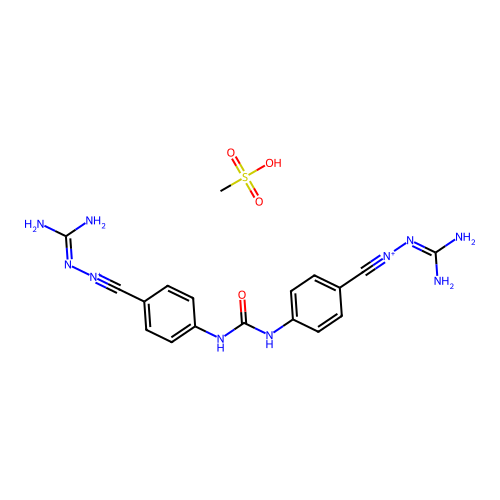 1,3-Bis(p-((guanidinoimino)methyl)phenyl)urea methanesulfonate structure