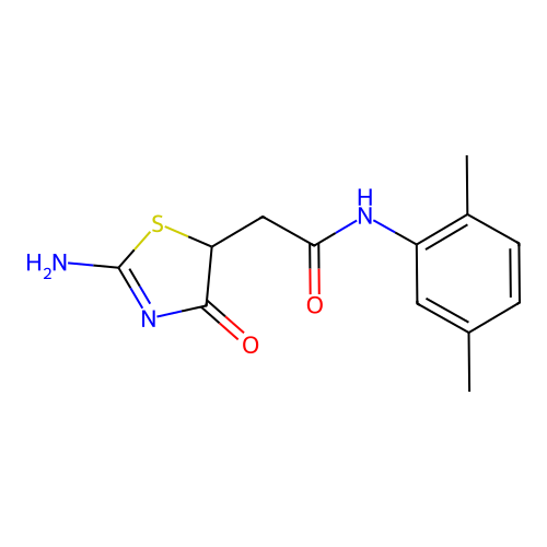 N-(2,5-dimethylphenyl)-2-(2-imino-4-oxo-1,3-thiazolidin-5-yl)acetamide structure