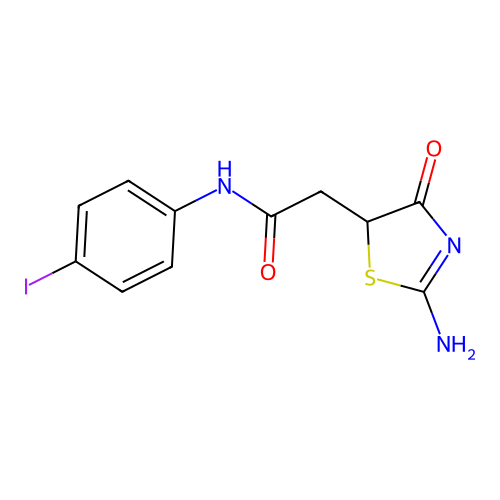 2-(2-imino-4-oxo-1,3-thiazolidin-5-yl)-N-(4-iodophenyl)acetamide structure