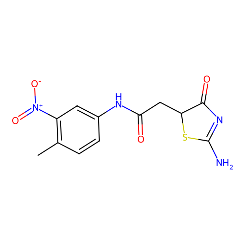 2-(2-imino-4-oxothiazolidin-5-yl)-N-(4-methyl-3-nitrophenyl)acetamide structure