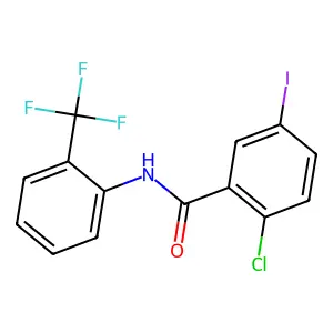2-chloro-5-iodo-N-[2-(trifluoromethyl)phenyl]benzamide structure